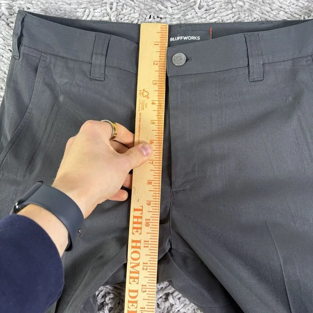 Bluffworks Chino Pants Mens 32x32 Tailored Fit Gray Stretch Business Preppy NYC